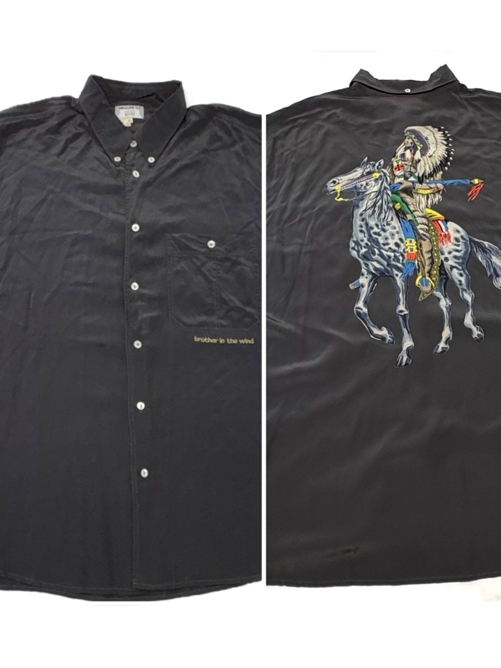 Vintage Otto Kern 100% Silk Western Graphic Button Down Shirt XL 5